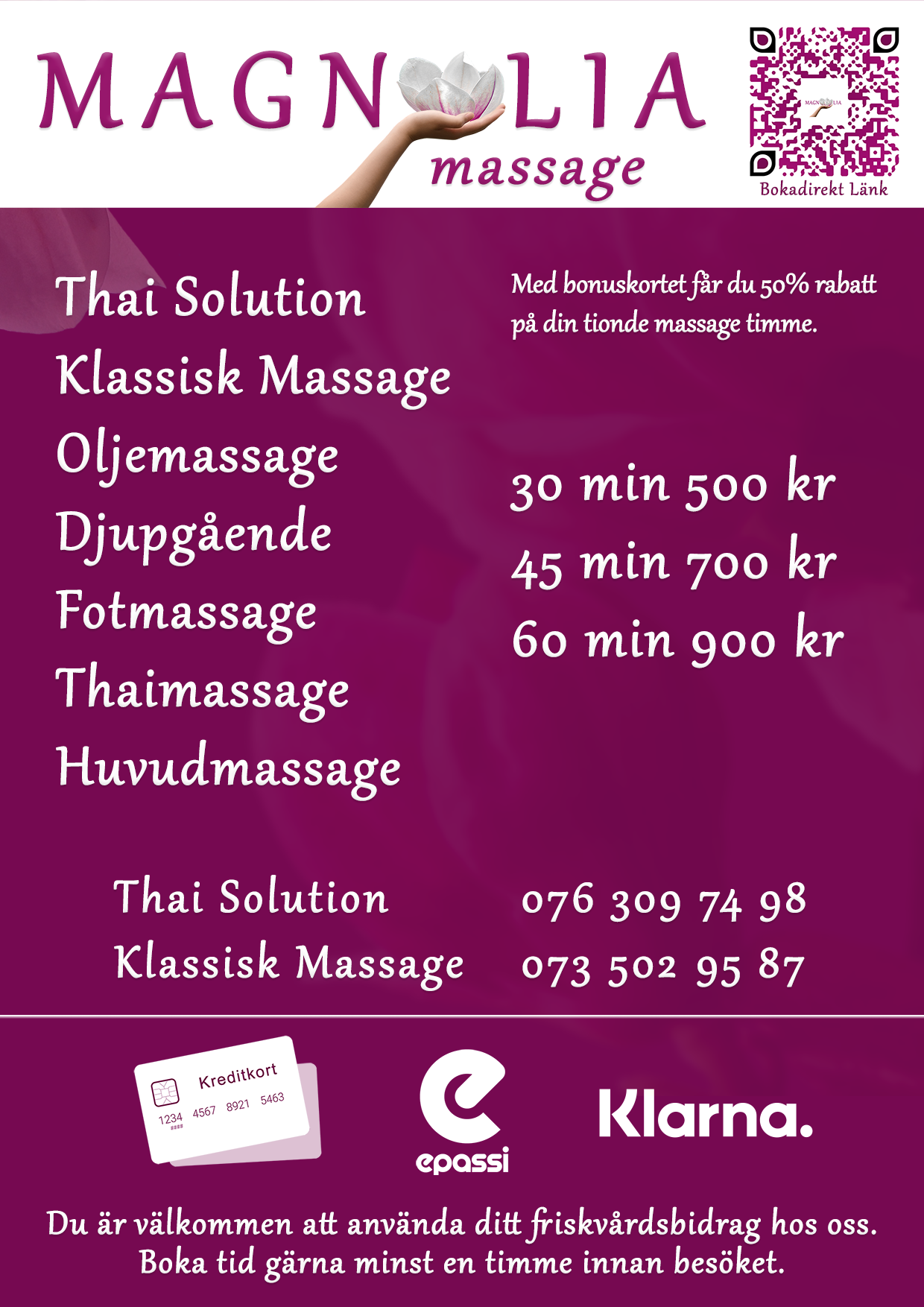 Boka massage i Eskilstuna – Magnolia Massage